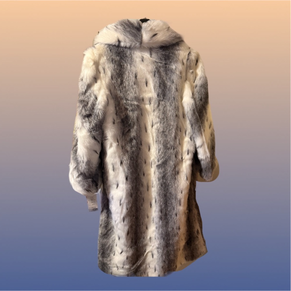 Vintage Lynx Faux Fur Animal Long Full Length Coat  large